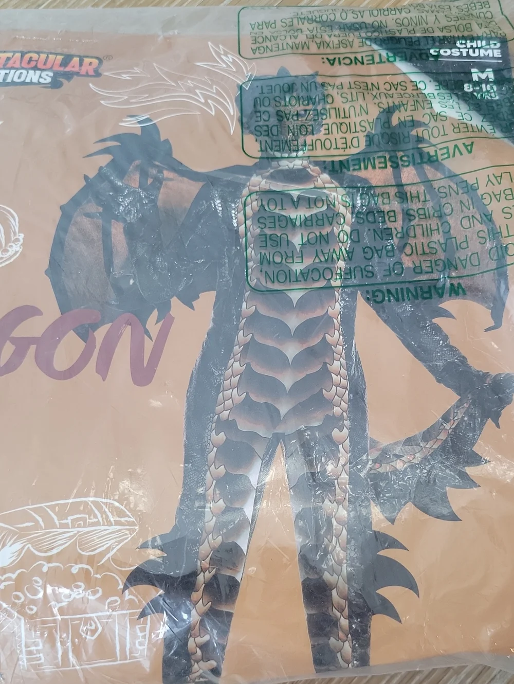 Spooktacular Creations Kids Golden Dragon Costume Size Medium [8-10 Yrs.] NIP